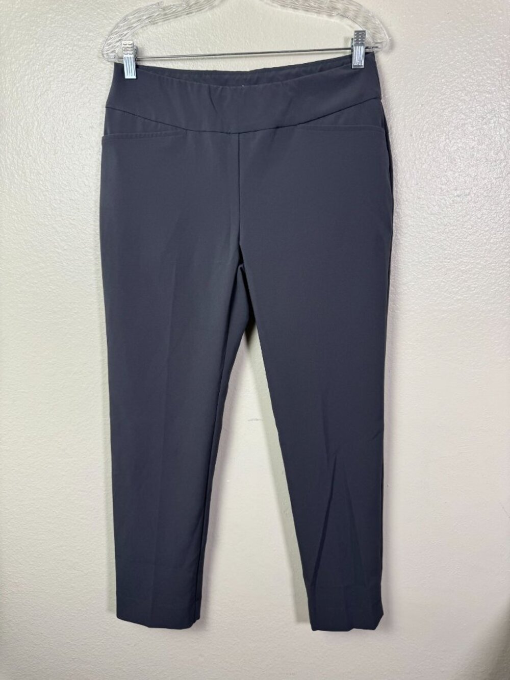 IBKUL Womens Gray Trouser Pullon Ankle Pants Size 8 Stretch Outdoor Performance